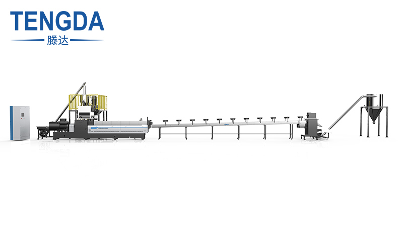 TENGDA automatic twin screw pellets extruder production line for starch biodegradable materials/PVA water soluble granules material